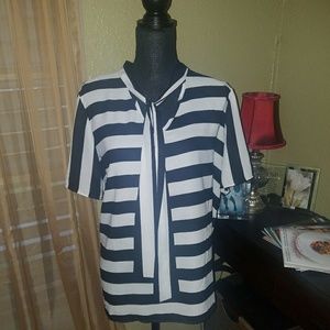 Ashley Stewart Tops - Ashley Stewart Striped Neck Tee Ashley Stewart Tops - Ashley Stewart Striped Neck Tee